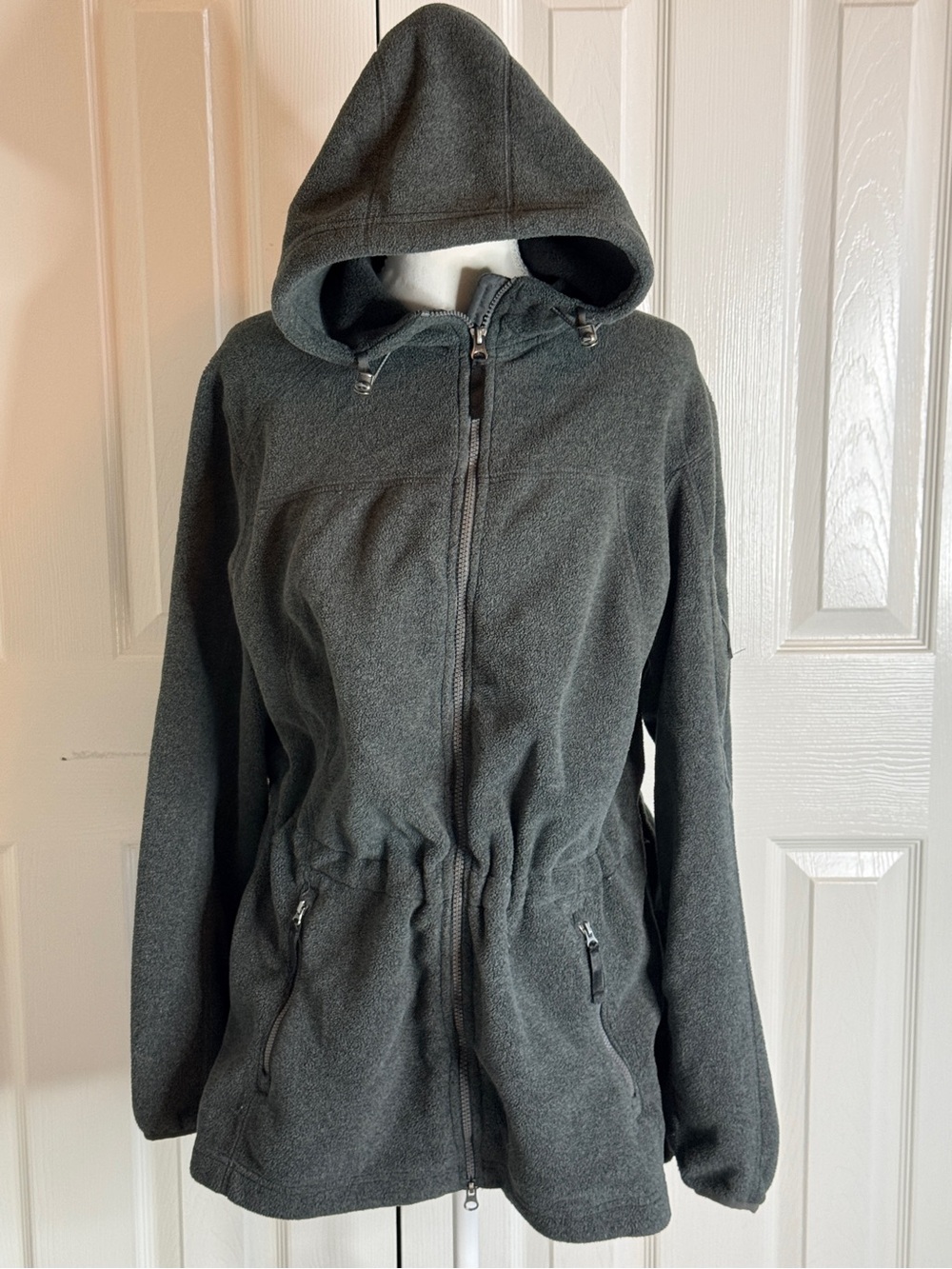 Lands’ End Polartec Aircore 200 Fleece Hoodie Jacket Gray Large